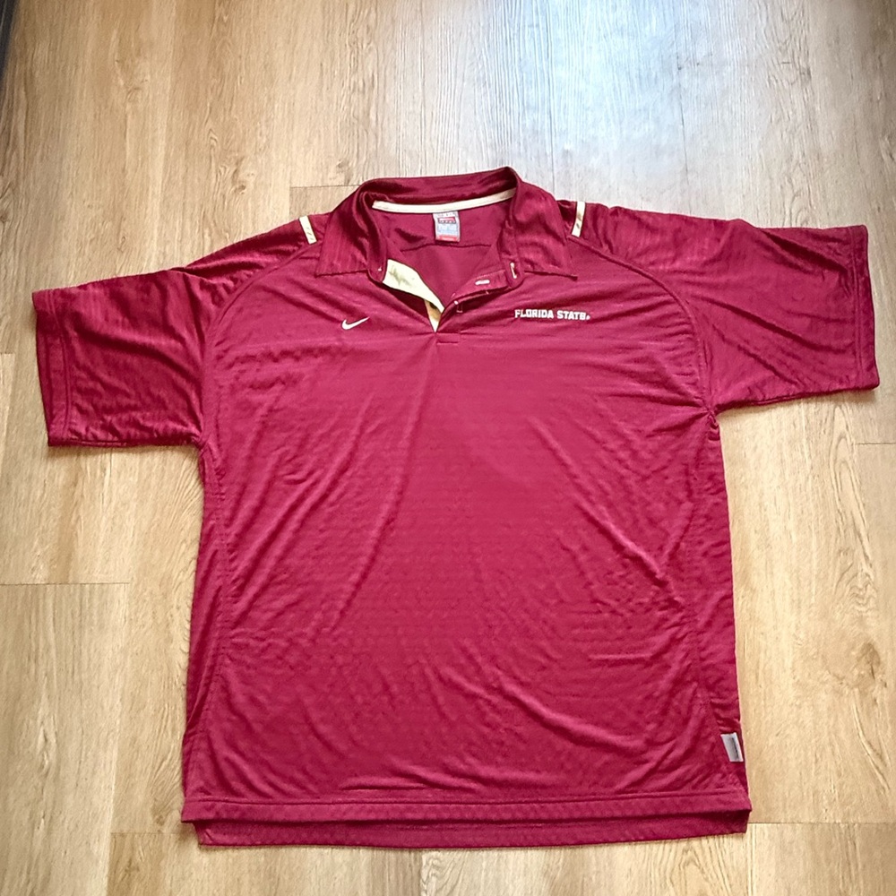 Nike DRY FIT Authentic Team Florida State University Polo XXL Maroon Gold Men's